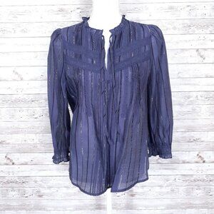 Free People Current Air Top S Purple Lace Metallic 351